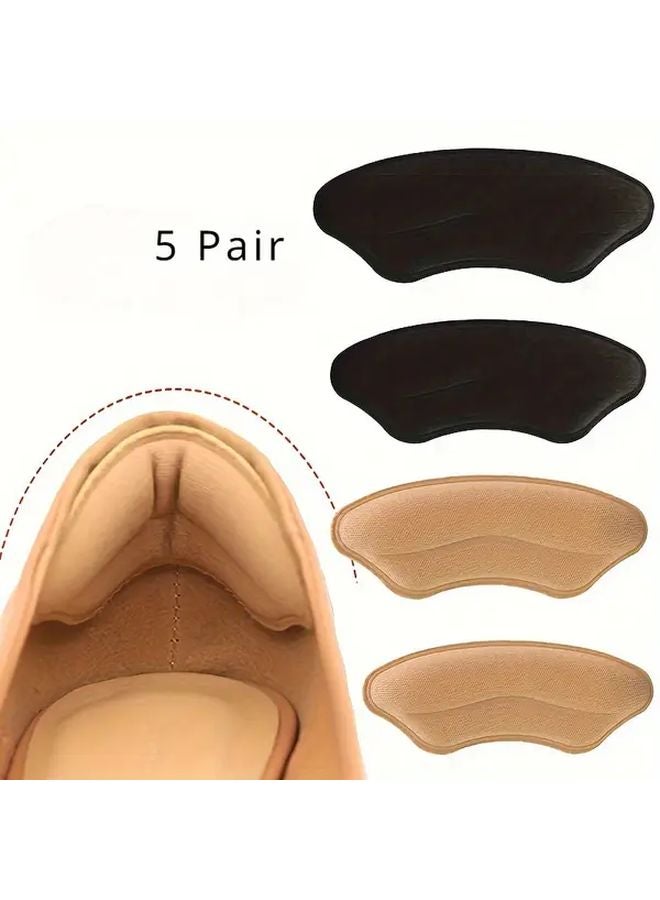Black Heel Pads 5 Pairs Self Adhesive Protectors Improve Shoe Fit Prevent Slip Blisters - Image 1